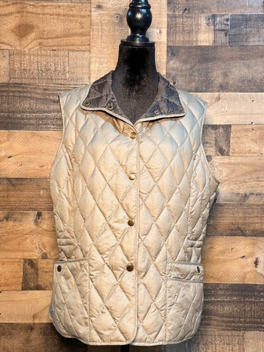 Eddie Bauer Women's Tan Brown Quilted Winter Puffer Vest XL Extra Large